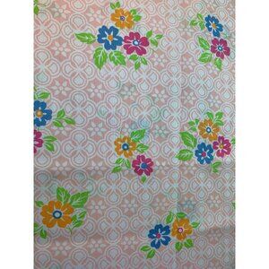 Vintage Pink Floral Cotton Fabric 1/2 Yard 44" Wide For Sewing & Crafts